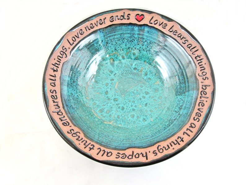 Pottery wedding gift, Ceramic blessing bowl, Personalized wedding gift In stock 516 WB image 2