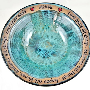Wedding bowl pottery, Wedding bowl ceramic, Personalized wedding blessing bowl gift idea for the new couple image 6