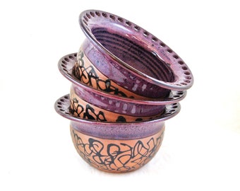 Purple earring bowl, Ceramic Jewelry holder, Pottery Earring holder, Handmade Earring bowl, Earring organizer - In stock