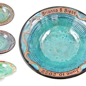 Custom wedding bowl Personalized wedding gift Engraved pottery