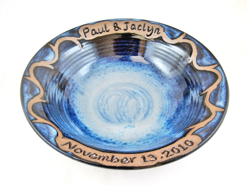 Custom wedding bowl Personalized wedding gift Engraved pottery Etsy