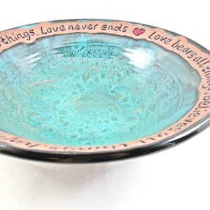 Pottery wedding gift, Ceramic blessing bowl, Personalized wedding gift In stock 516 WB image 1