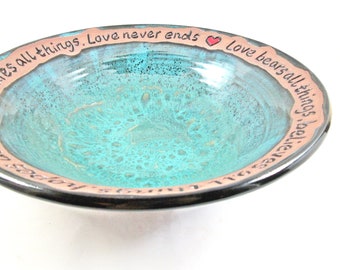 Pottery wedding gift, Ceramic blessing bowl, Personalized wedding gift - In stock 516 WB