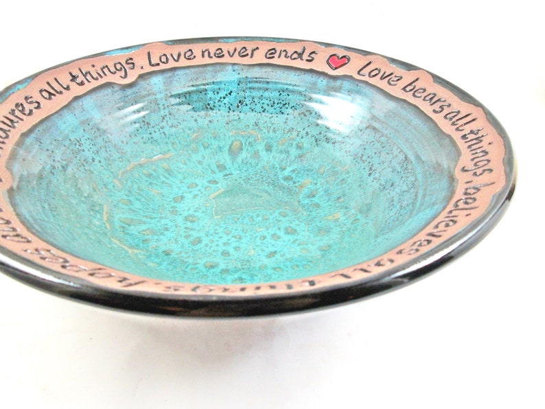 Pottery wedding gift, Ceramic blessing bowl, Personalized wedding gift In stock 516 WB image 1