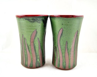 Pottery tumbler mug set, Ceramic Tumblers, Handmade stoneware cups, 12 oz - In stock A