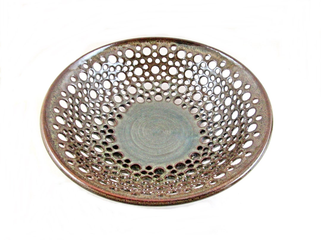 Handmade Pottery Fruit Bowl With Cut-out Design for Fresh Fruits Unique