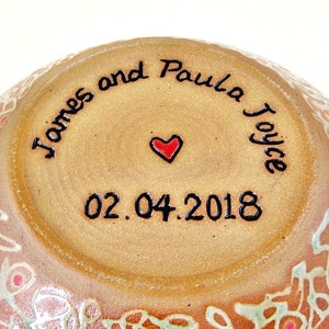 Personalized wedding anniversary bowl, 9th Pottery anniversary gift image 9