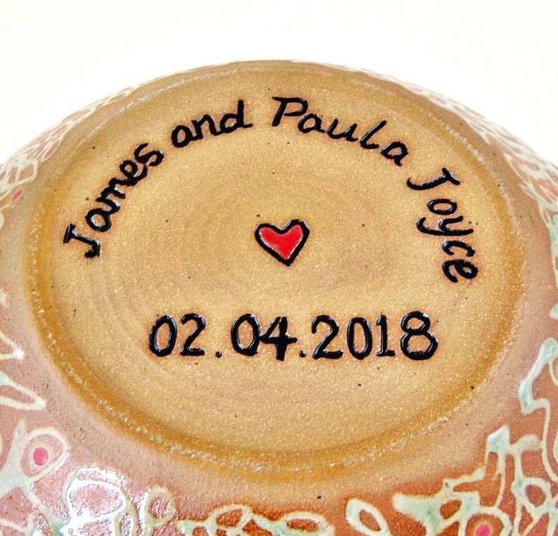 Personalized wedding anniversary bowl, 9th Pottery anniversary gift image 9