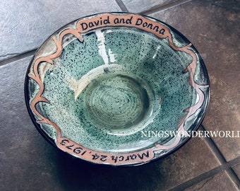 Personalized Wedding bowl, Ceramic wedding gift for the new couple, New Color