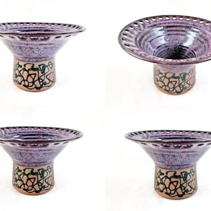 Handmade pottery Jewelry Bowl, Smart solution for earring organization, A functional gift idea for mother's day Vase-Purple/Twist