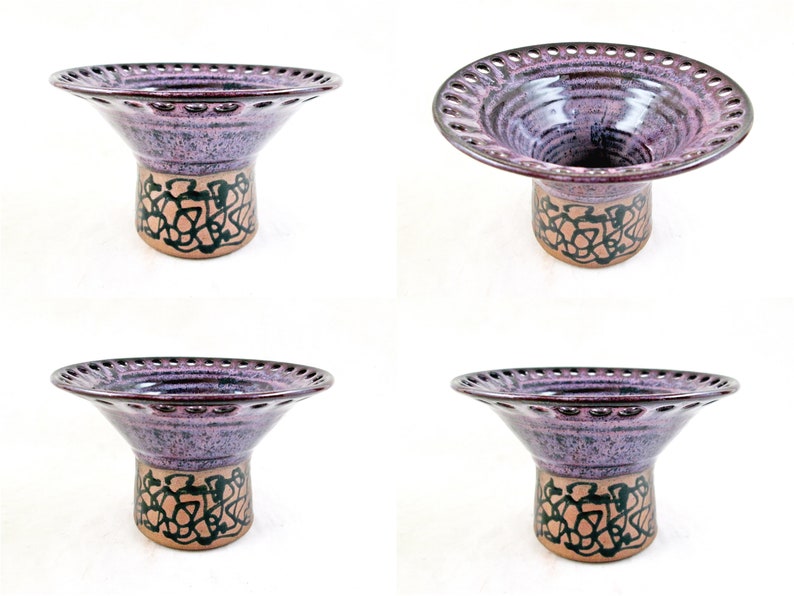 Handmade pottery Jewelry Bowl, Smart solution for earring organization, A functional gift idea for mother's day Vase-Purple/Twist