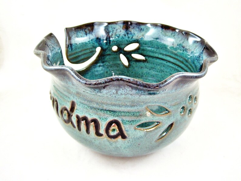Pottery Yarn bowl Ceramic Knitting bowl Grandma gift In stock