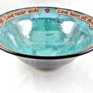 Wedding bowl pottery, Wedding bowl ceramic, Personalized wedding blessing bowl gift idea for the new couple image 5