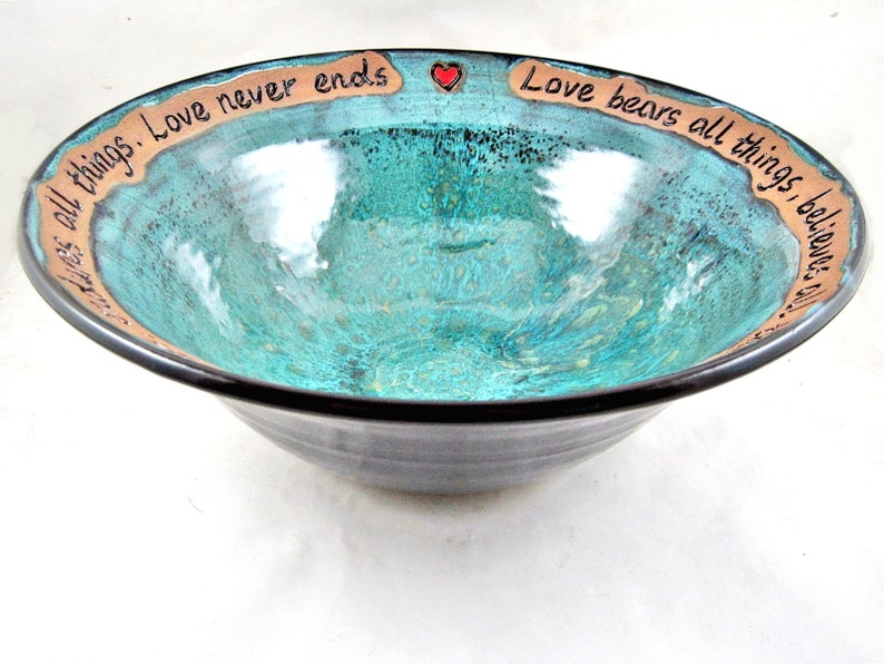 Wedding bowl pottery, Wedding bowl ceramic, Personalized wedding blessing bowl gift idea for the new couple image 5