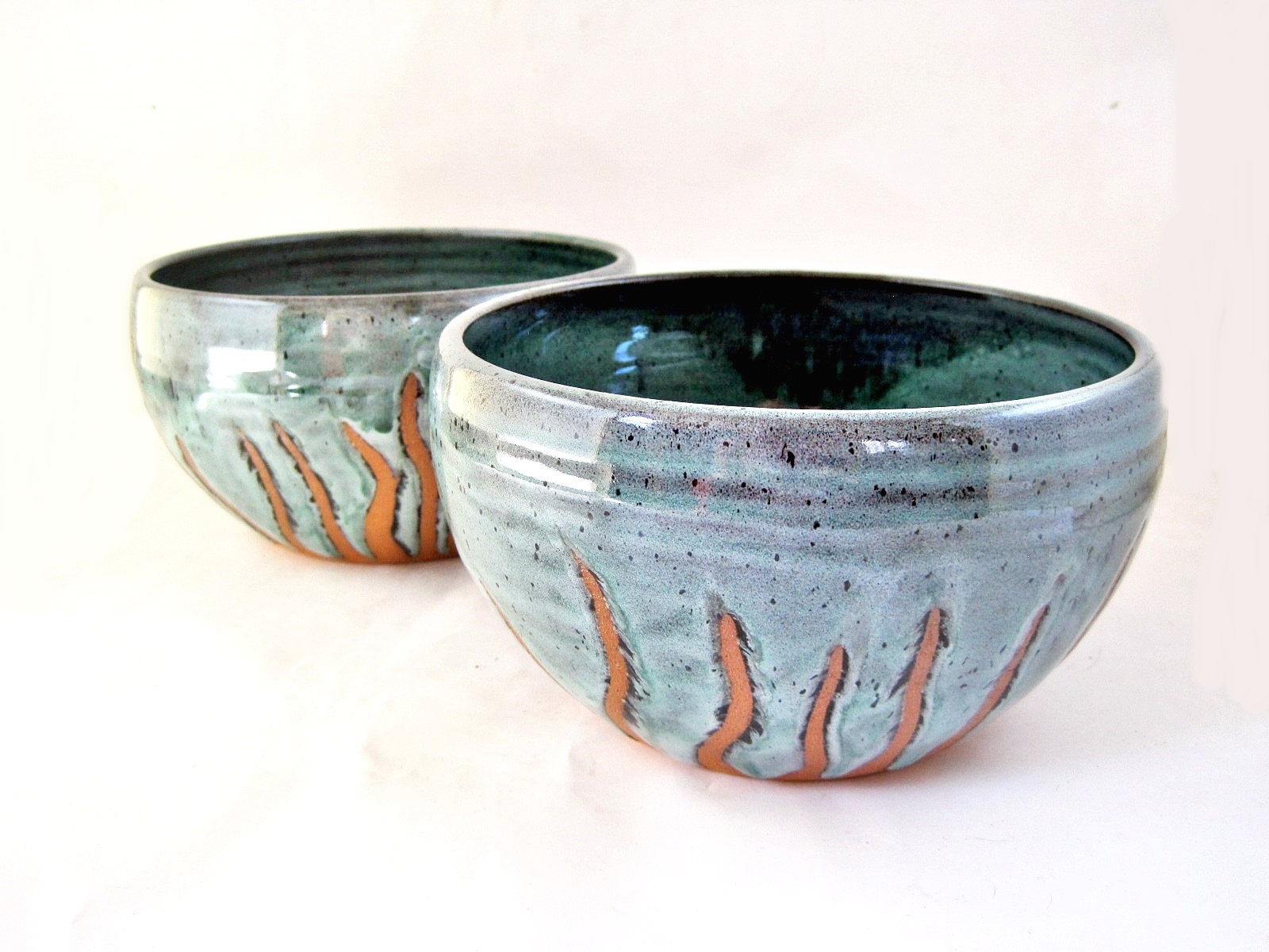 Ramen Noodle bowl Set Pair of 2 Pottery Rice Bowl Asian Etsy