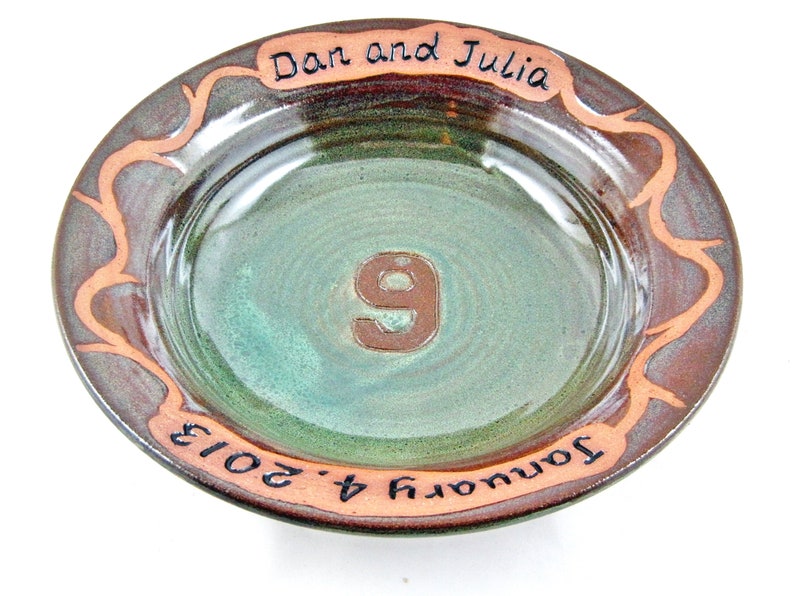 9th Anniversary gift with Custom Engraving, Personalized Pottery anniversary Gift 11 x 3 image 5