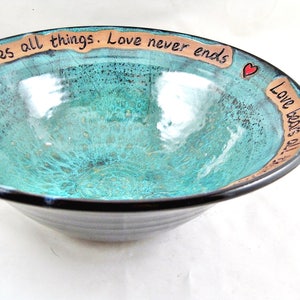 Wedding bowl pottery, Wedding bowl ceramic, Personalized wedding blessing bowl gift idea for the new couple image 7