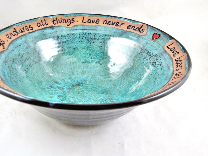 Wedding bowl pottery, Wedding bowl ceramic, Personalized wedding blessing bowl gift idea for the new couple image 7