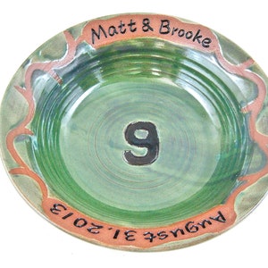 Personalized Pottery Anniversary gift for the 9th wedding anniversary True Green - New!