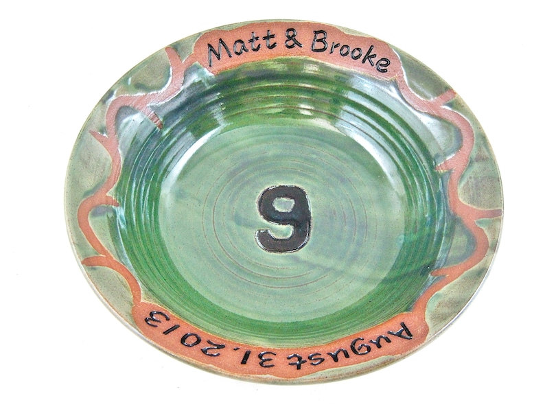 Personalized Pottery Anniversary gift for the 9th wedding anniversary True Green - New!