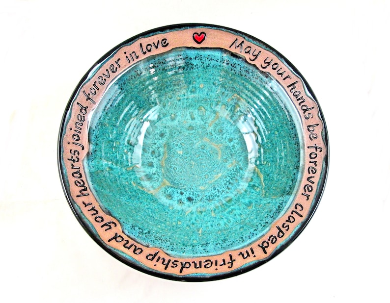 Personalized wedding gift, Handmade pottery serving bowl engraved with irish blessings, unique wedding gift idea for the new couple image 4