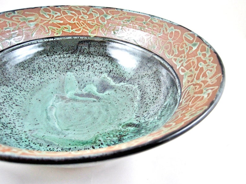 Personalized wedding anniversary bowl, 9th Pottery anniversary gift Regular Rim