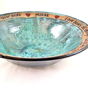 Wedding bowl pottery, Wedding bowl ceramic, Personalized wedding blessing bowl gift idea for the new couple image 4