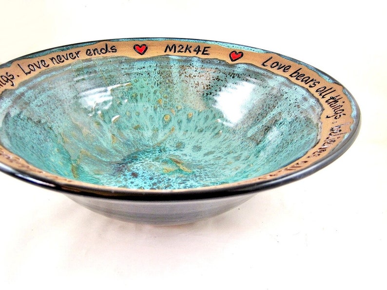 Wedding bowl pottery, Wedding bowl ceramic, Personalized wedding blessing bowl gift idea for the new couple image 4