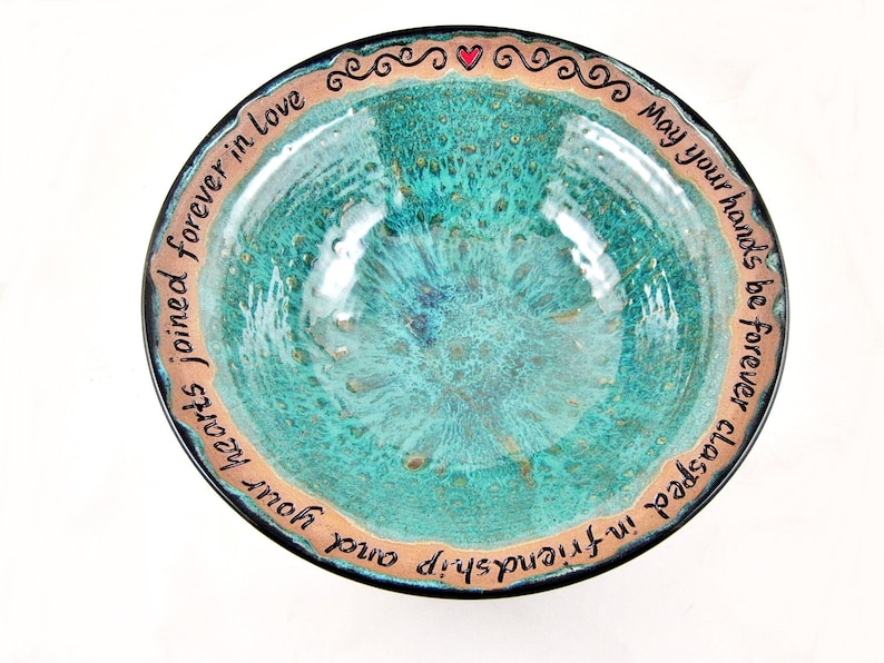 Personalized wedding gift, Handmade pottery serving bowl engraved with irish blessings, unique wedding gift idea for the new couple image 7