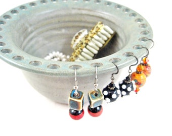 Christmas gift idea Pottery Earring holder, Jewelry organizer