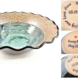 Personalized wedding anniversary bowl, 9th Pottery anniversary gift image 1