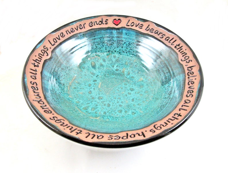 Pottery wedding gift, Ceramic blessing bowl, Personalized wedding gift In stock 516 WB image 3