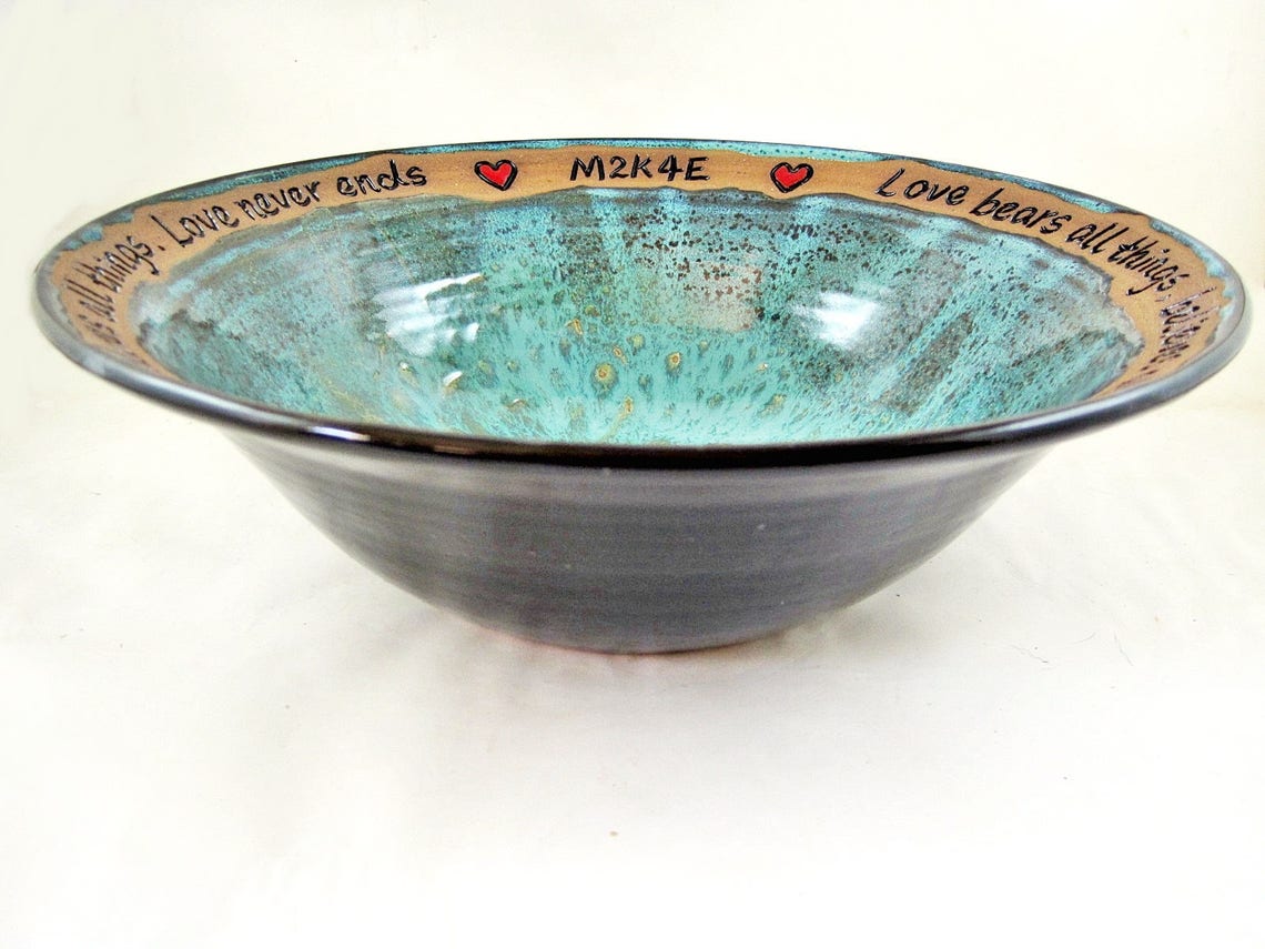 Blessing bowl Custom engraving pottery for wedding gift 9th Etsy