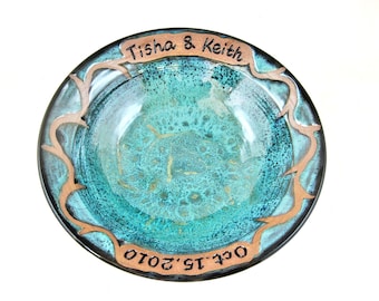 Custom wedding bowl Personalized wedding gift Engraved pottery
