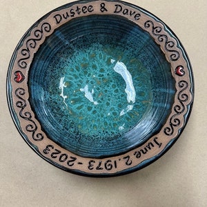 Handmade personalized wedding bowl, A unique & lasting memory for the special day, Custom engraved with the new couples names and date image 8