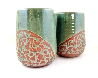 Stoneware pottery mugs, Set of 2 - In stock  (GTC04,05)