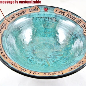 Wedding bowl pottery, Wedding bowl ceramic, Personalized wedding blessing bowl gift idea for the new couple image 2