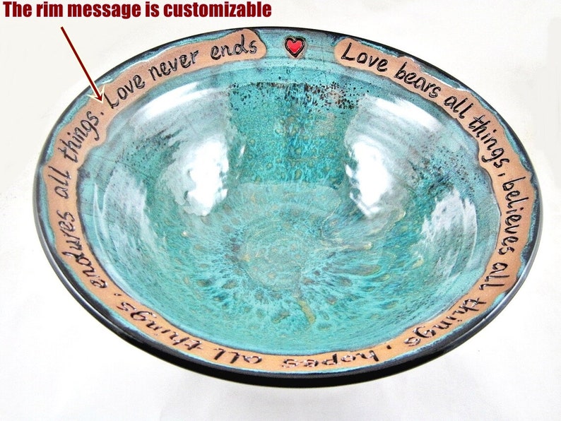 Wedding bowl pottery, Wedding bowl ceramic, Personalized wedding blessing bowl gift idea for the new couple image 2