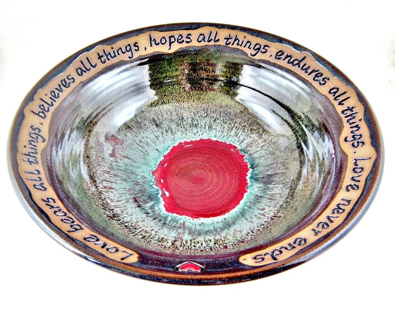 Custom engraved pottery wedding bowl with names date and Etsy