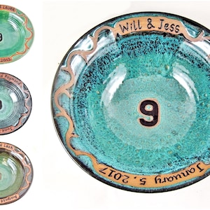 9th Anniversary gift with Custom Engraving, Personalized Pottery anniversary Gift 11 x 3 image 1