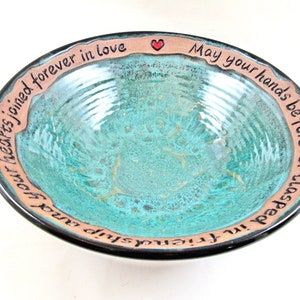 Personalized wedding gift, Handmade pottery serving bowl engraved with irish blessings, unique wedding gift idea for the new couple image 3