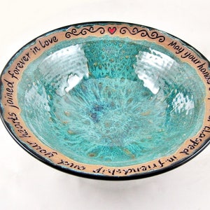 Personalized wedding gift, Handmade pottery serving bowl engraved with irish blessings, unique wedding gift idea for the new couple image 2