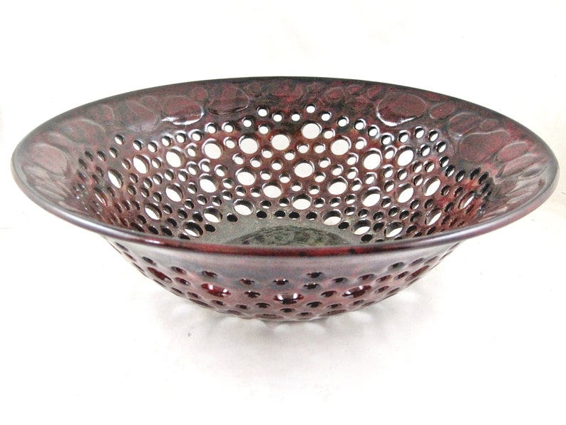 Pottery fruit bowl in Dark red and Olive green Modern home ...