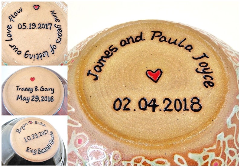 Wedding bowl pottery, Wedding bowl ceramic, Personalized wedding blessing bowl gift idea for the new couple image 3