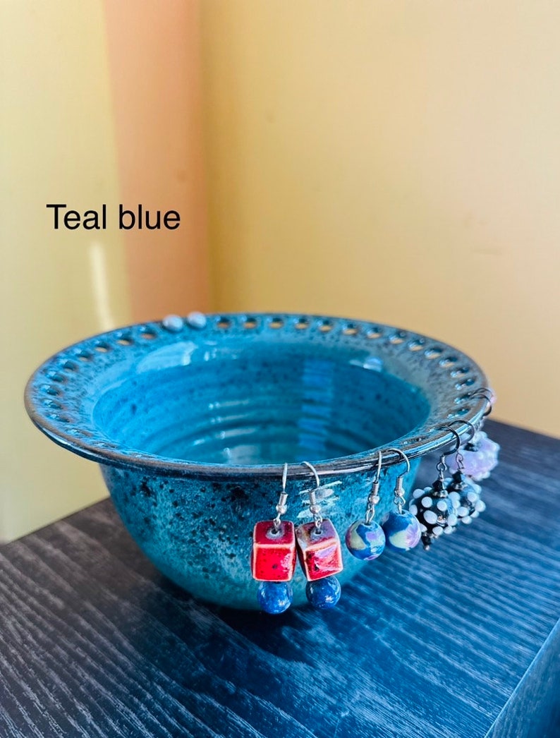 Handmade pottery Jewelry Bowl, Smart solution for earring organization, A functional gift idea for mother's day image 4