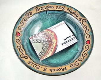 Handmade personalized wedding bowl, A unique & lasting memory for the special day, Custom engraved with the new couple’s names and date