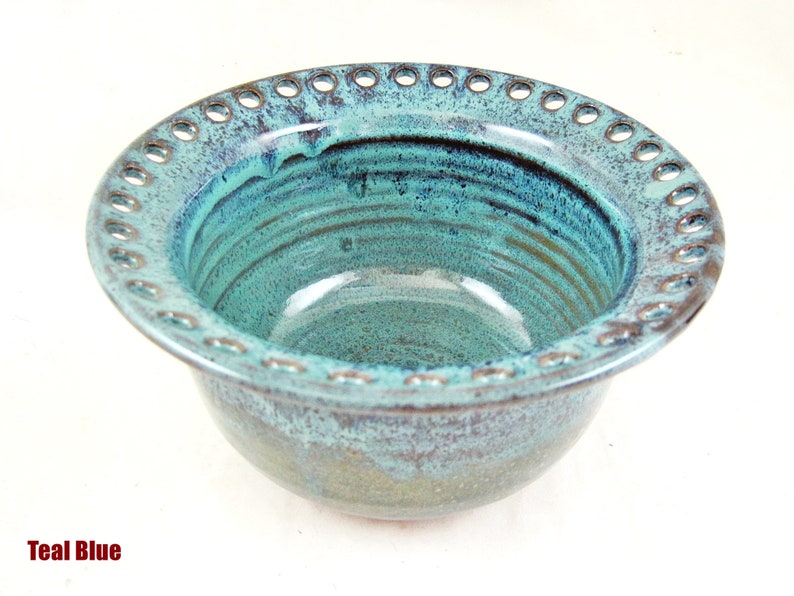 Handmade pottery Jewelry Bowl, Smart solution for earring organization, A functional gift idea for mother's day Bowl-Teal blue