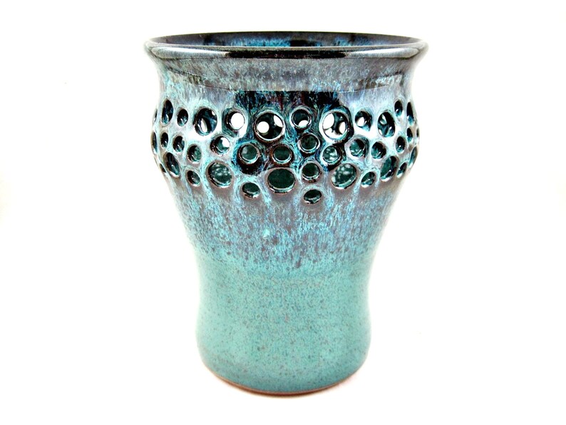 Teal blue pottery vase Ceramic flower vase table top decor Etsy