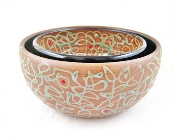 Handmade pottery bowl set, set of 2 pottery serving bowls, Artisan bowls, Christmas gift - In stock