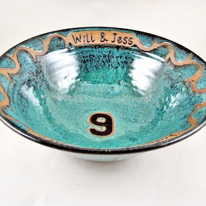 9th Anniversary gift with Custom Engraving, Personalized Pottery anniversary Gift 11 x 3 image 3